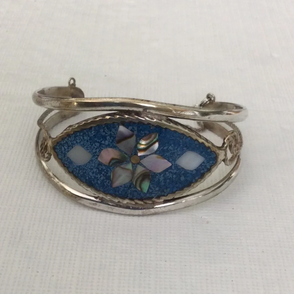 Silver and Blue Inlay Bracelet